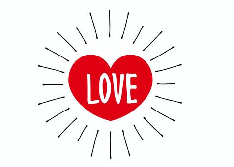 手描きLOVE　ハート love,ハート,おしゃれ,文字,手描き,バレンタイン,可愛い,赤,線画,集中線のイラスト素材