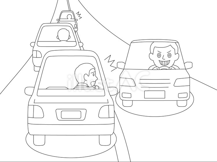 逆走運転の恐怖Ａ 逆走,ロードレイジ,車のイラスト素材