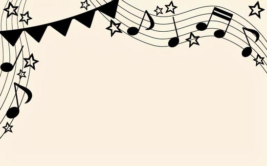音符とガーランドの背景1 背景,音符,ガーランド,五線譜,星,音楽,ベージュ,楽しい,かわいい,テキストスペースのイラスト素材