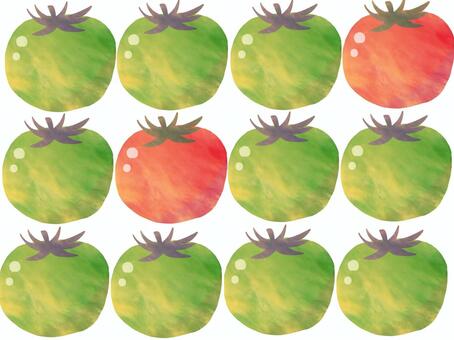 赤と緑のトマトのパターン背景 赤,緑,トマト,シンプル,背景,かわいい,野菜,夏野菜,ベジタブル,白背景のイラスト素材