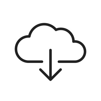 クラウド・ダウンロードマーク（黒） クラウド,クラウドサービス,ダウンロード,アイコン,インストール,保存,データ転送,雲,矢印,黒のイラスト素材