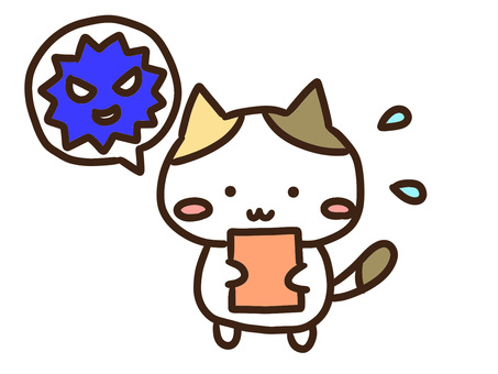 スマホがウイルス感染エラーで困る三毛猫 スマホがウイルス感染エラーで困る三毛猫 スマホ,携帯電話,ウイルス,感染,エラー,ねこ,トラブル,セキュリティ,ネットトラブル,困るのイラスト素材