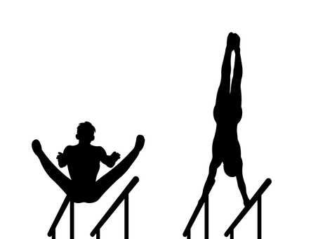 体操 体操 平行棒,体操,セット,競技,種目,スポーツ,運動,人,人物,男性のイラスト素材