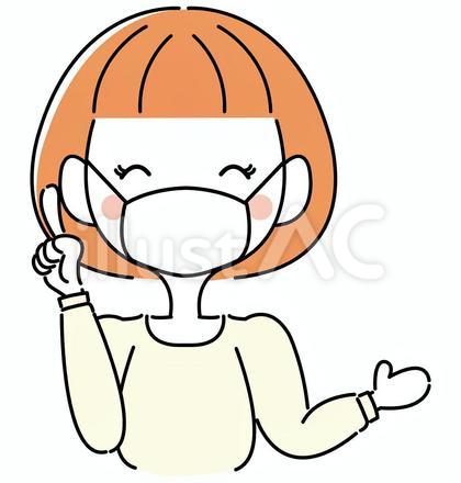 シンプルな女性笑顔でマスク姿
