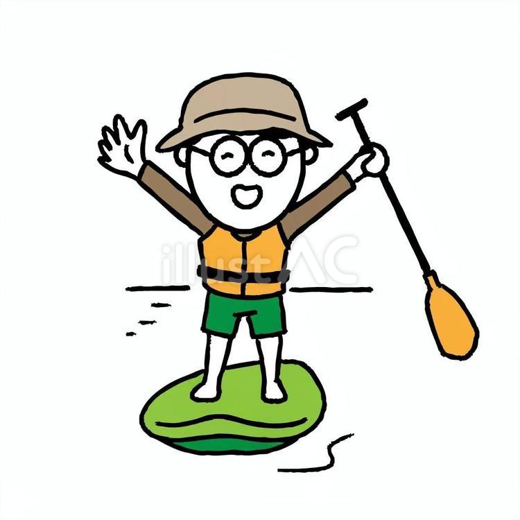 サップを楽しむ男性 サップ,sup,レジャーのイラスト素材