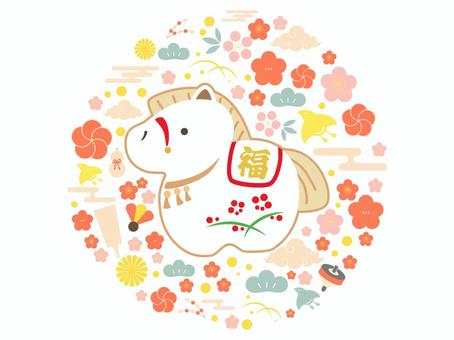 2026年お正月に使えるイラスト背景　1 午年,午,2026,2026年,馬,馬年,年賀状,お正月,１月,冬のイラスト素材