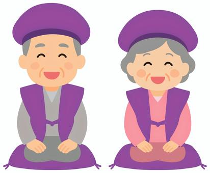 古希・喜寿・卒寿（男性・女性） 古希,喜寿,卒寿,祝い,男性,女性,おじいちゃん,おばちゃん,じぃじ,ばぁばのイラスト素材