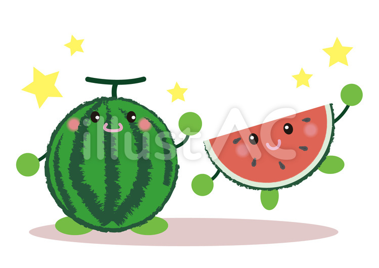 watermelon_顔つきスイカ7 顔つきスイカ,スイカキャラ,スイカちゃんのイラスト素材