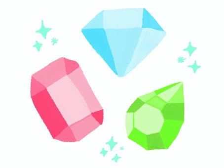 【手描き】かわいいラクガキ風宝石 宝石,ダイヤモンド,ルビー,エメラルド,キラキラ,輝き,かわいい,手描き,ラクガキ風のイラスト素材