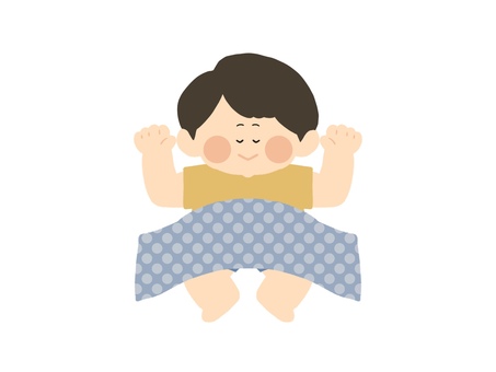 お昼寝する子供_１ 寝る,子供,小学生,小児,幼児,保育,男の子,１人,男子,就寝のイラスト素材