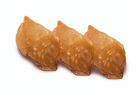 稲荷すし3個（皿なし） 稲荷ずし,食べ物,お寿司,油揚げ,ご飯,食事,軽食,日本食,和食のイラスト素材