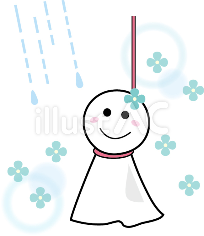 てるてる坊主　アジサイ フリー,波紋,美しいのイラスト素材