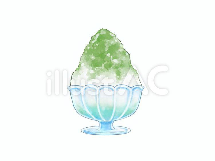 かき氷／抹茶 食べ物,かき氷,夏のイラスト素材