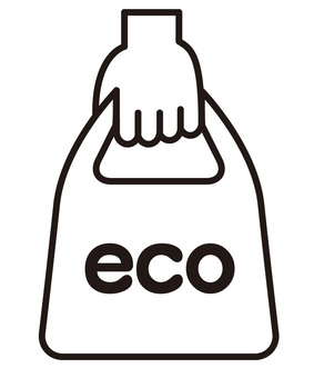 ecoバッグを持つ手/シンプルなアイコン エコバッグ,持つ,手,持ち帰り,袋,カバン,環境,シンプル,線画,アイコンのイラスト素材