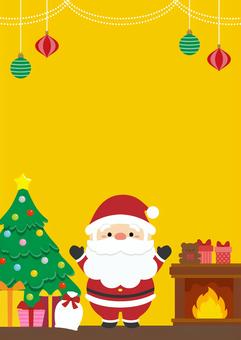 サンタクロースとクリスマスツリーと暖炉2 クリスマス,クリスマスツリー,サンタクロース,プレゼント,サンタ,背景,フレーム,冬,12月,枠のイラスト素材
