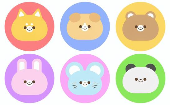 どうぶつ丸アイコン01 動物,犬,柴犬,くま,うさぎ,ねずみ,パンダ,かわいい,アイコン,丸のイラスト素材