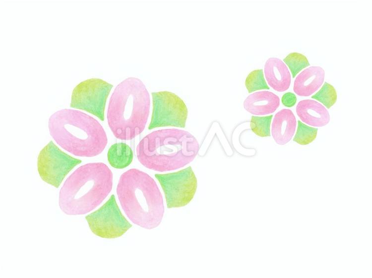 2色の花の手描きイラスト1 花,植物,かわいいのイラスト素材