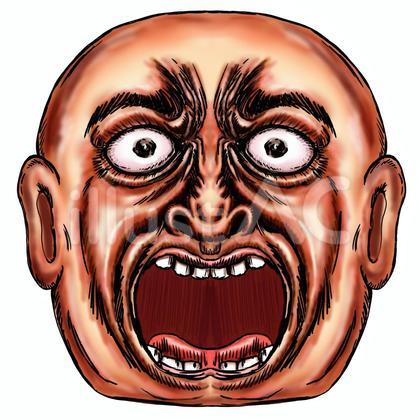 ショックで口をあんぐり開ける坊主頭