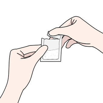 粉薬の袋を開封する手 粉薬,内服薬,手元,医療,薬剤,看護,医薬品,開けるのイラスト素材