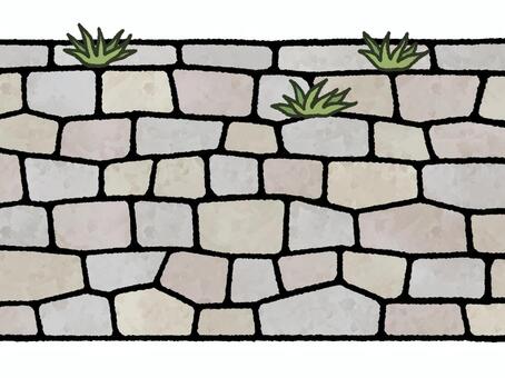 雑草の生えた石垣 石垣,雑草,石,壁,石材,草,城,日本,模様,カラーのイラスト素材