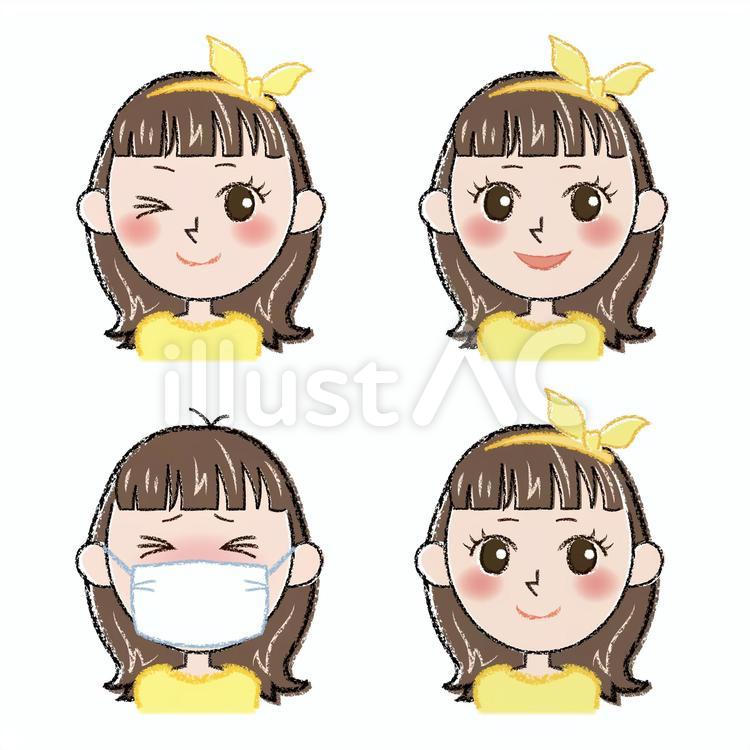イエローガール×4種 女の子,黄色,イエローのイラスト素材