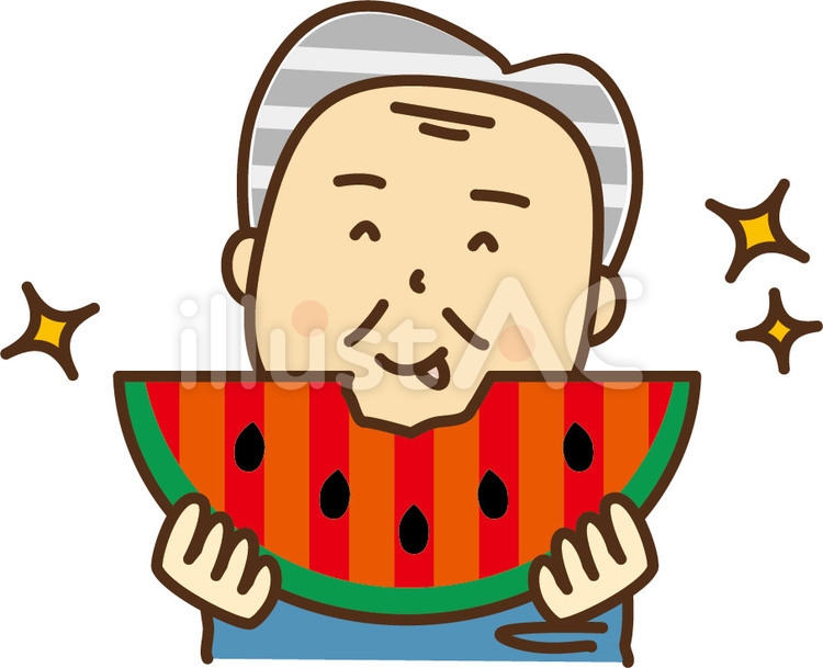 スイカを食べる男性 スイカ,男性,食べるのイラスト素材
