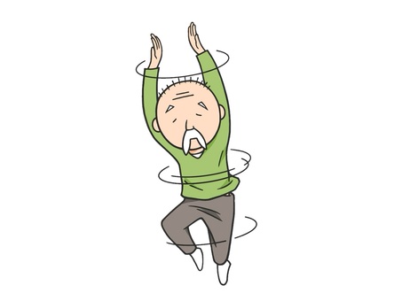 元気に踊るお爺ちゃん(高齢者) お爺さん,元気,ポーズ,体操,運動,老人,祖父,手描き,福祉,長袖のイラスト素材