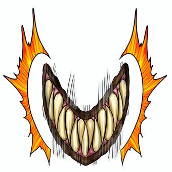 恐竜やドラゴンや爬虫類の噛みつき攻撃閉口 噛みつく,噛む,食らいつく,食らう,かぶりつく,襲う,襲撃,牙,口,効果のイラスト素材