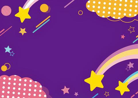 ポップで可愛い流れ星と空の背景素材 流れ星,空,雲,円,ライン,ドット,ポップ,カラフル,背景のイラスト素材