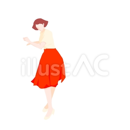 踊る赤いスカートの女性