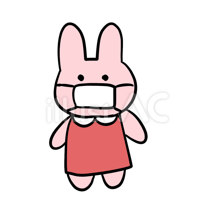 マスクをしてるうさぎ マスク,うさぎ,動物のイラスト素材