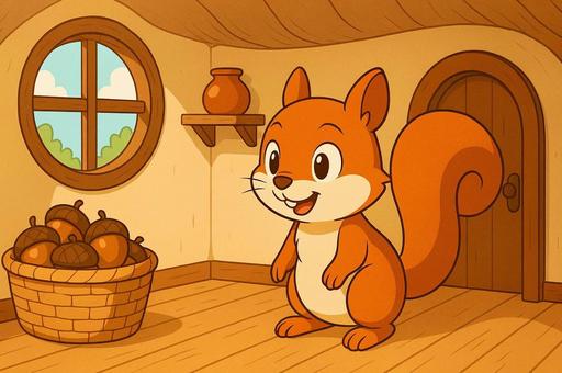 どんぐりを集めたリス