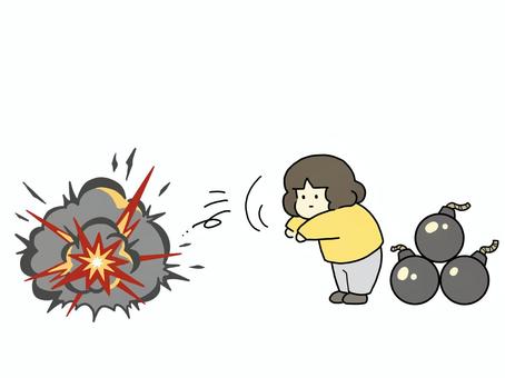 爆弾を爆発させる人 爆弾,爆発,爆破,危険,攻撃,投げる,仕返し,報復,復讐,武器のイラスト素材