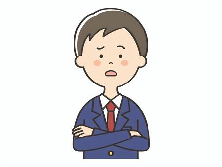 困った表情の男子学生 困る,不安,悩む,考える,心配,疑問,わからない,男の子,高校生,男子高校生のイラスト素材