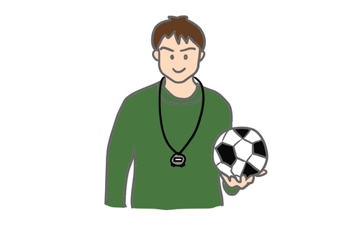 サッカーのコーチ サッカー,コーチ,監督,審判,ストップウォッチ,サッカーボール,熱血,先生,男性,スポーツのイラスト素材