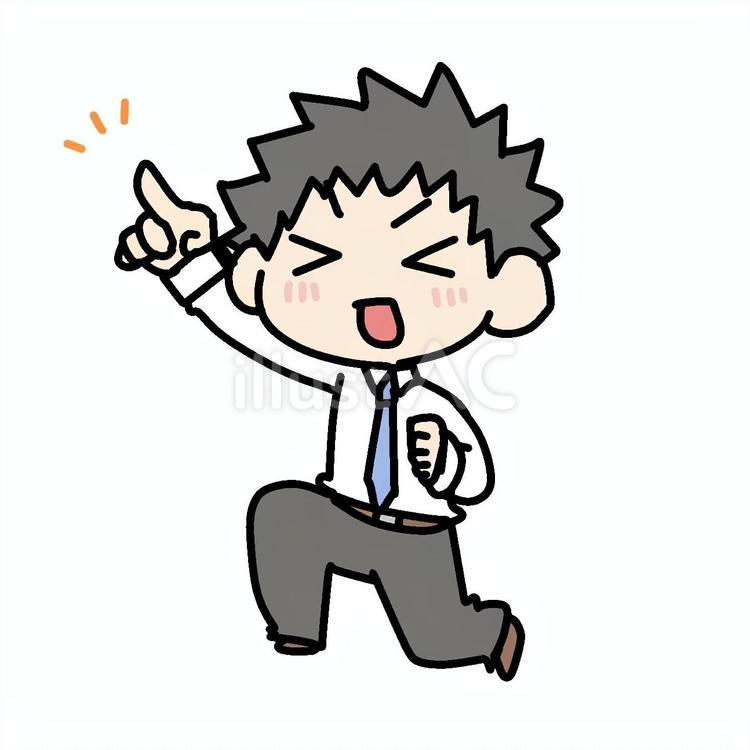 楽しく指差し確認する男性 男性,楽しい,指差しのイラスト素材