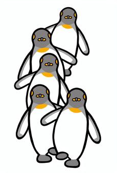 トコトコ歩くキングペンギン　5羽 キングペンギン,オウサマペンギン,ペンギン,鳥,黒,白,グレー,羽,フリッパー,足のイラスト素材