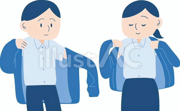 羽織を着る男女 男の人,男性,女の人のイラスト素材