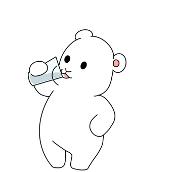 水を飲む白くま 白くま,水分補給,斜め,熱中症対策,夏,7月,8月,9月,酷暑,真夏のイラスト素材