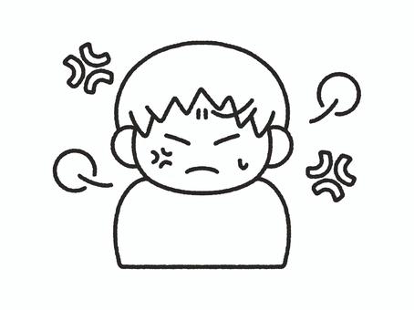 イライラしている人＿線画 イライラ,怒る,ストレス,我慢,プンプン,ムカムカ,人,感情,表情,怒りマークのイラスト素材