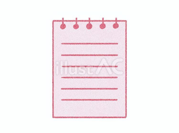 色鉛筆風の文房具　メモ帳　ピンク メモ帳,文房具,筆記用具のイラスト素材