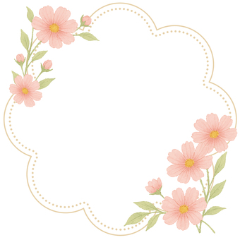 水彩風のコスモスのフレーム・花柄の装飾枠