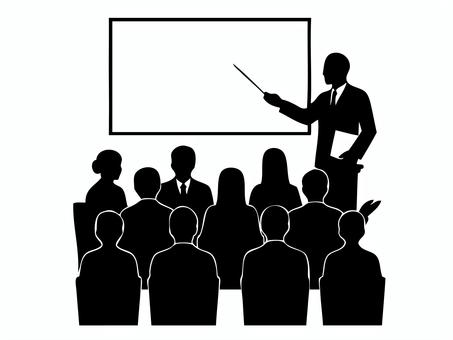発表と聴講　研修会　多人数セミナー セミナー,講演会,研修会,講義,授業,教室,勉強会,イベント,開催,聴衆のイラスト素材