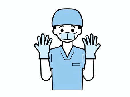 術衣を着た医療従事者のイラスト03 人物,医療,保健,福祉,医療従事者,男性,20代,30代,40代,医者のイラスト素材