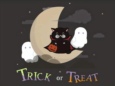 Cute black cat, Halloween postcard, , JPG và AI