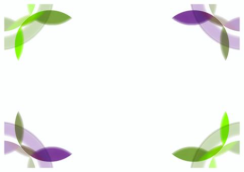 どことなく和風、葉と花の色合いフレーム２ 和風,紫,グリーン,コーナー,対称のイラスト素材