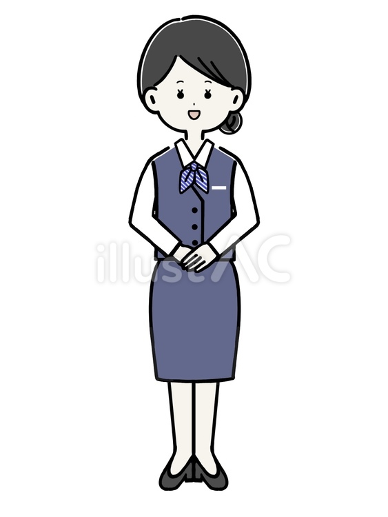 手をそえて立つ銀行員　事務員 銀行員,スタッフ,銀行窓口のイラスト素材