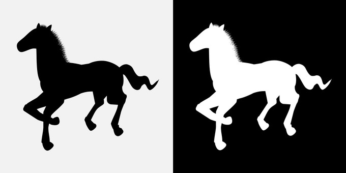 馬シルエットイラスト　白黒　午年　年賀状