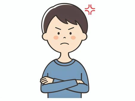 腕組みして怒る男性