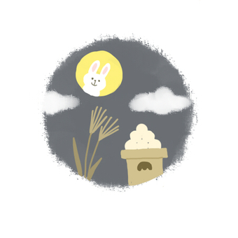 Illustration, autumn, month, moon viewing, JPG and PNG